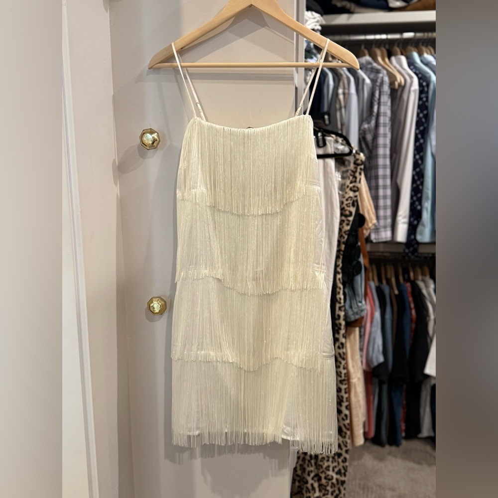 Abercrombie & Fitch Cream Fringe Mini Dress